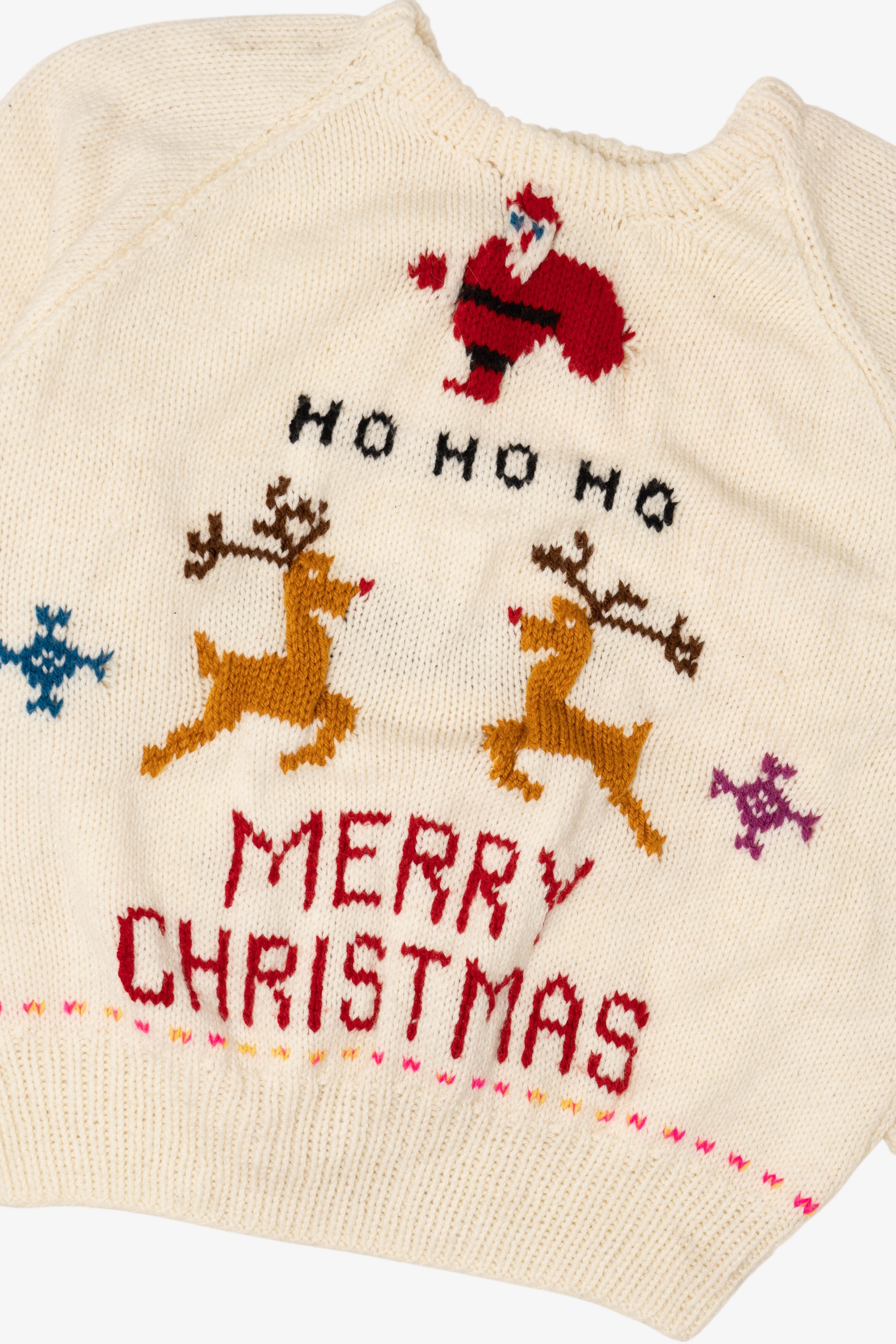 Vintage "Merry Christmas Happy New Year" Santa Ugly Christmas Pullover