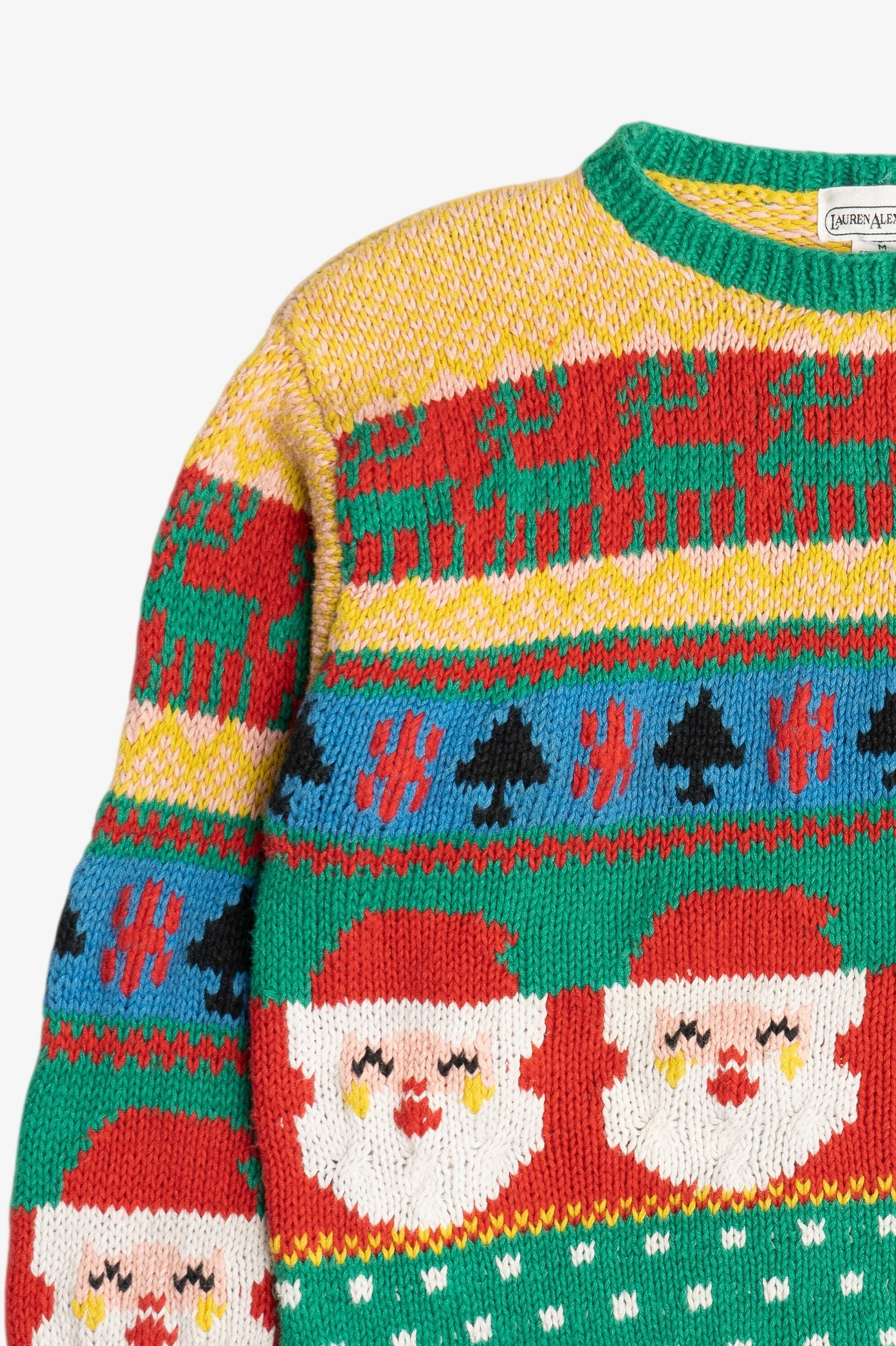 Vintage Lauren Alexandra Santas & Reindeer Ugly Christmas Sweater (1980s)
