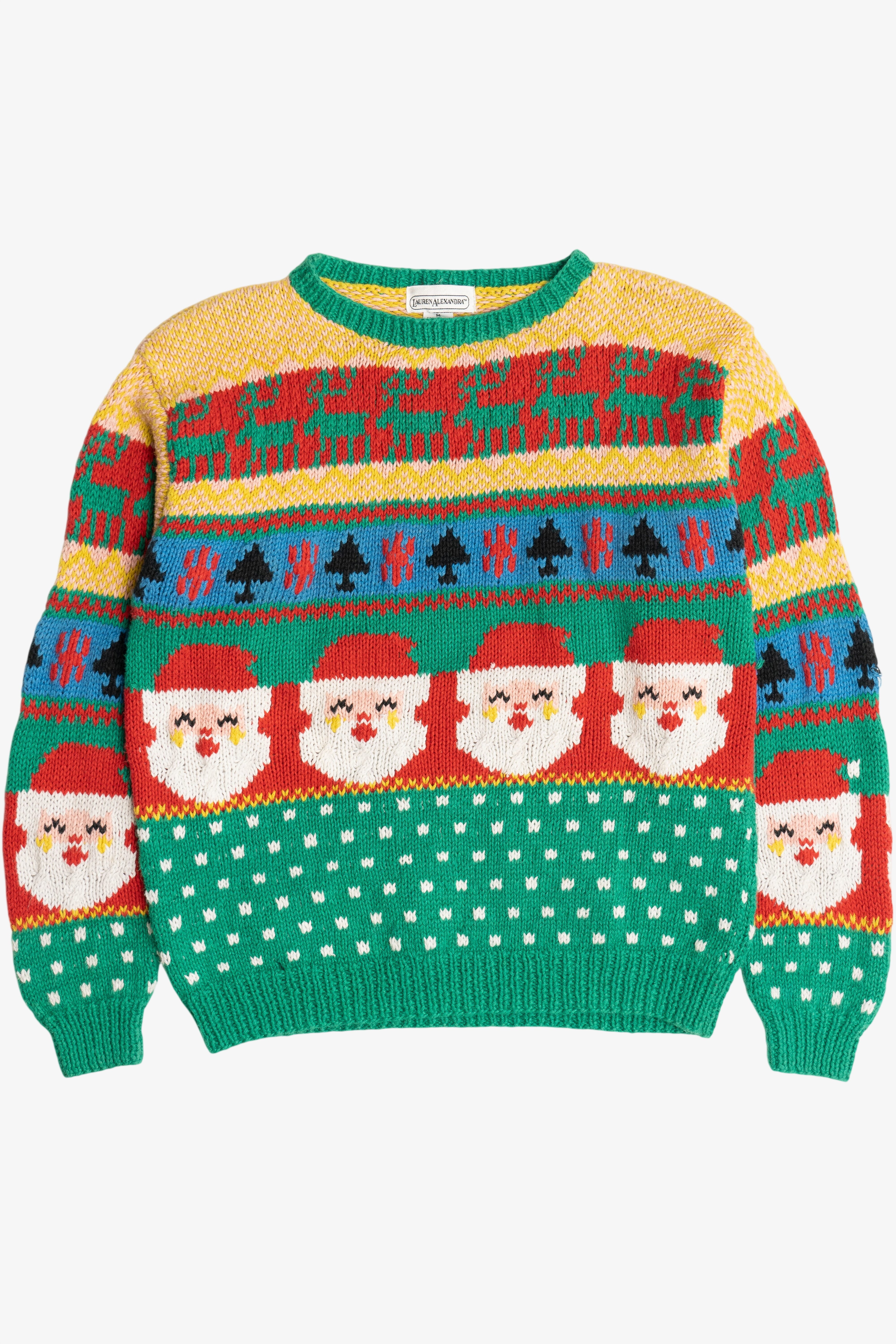 Vintage Lauren Alexandra Santas & Reindeer Ugly Christmas Sweater (1980s)