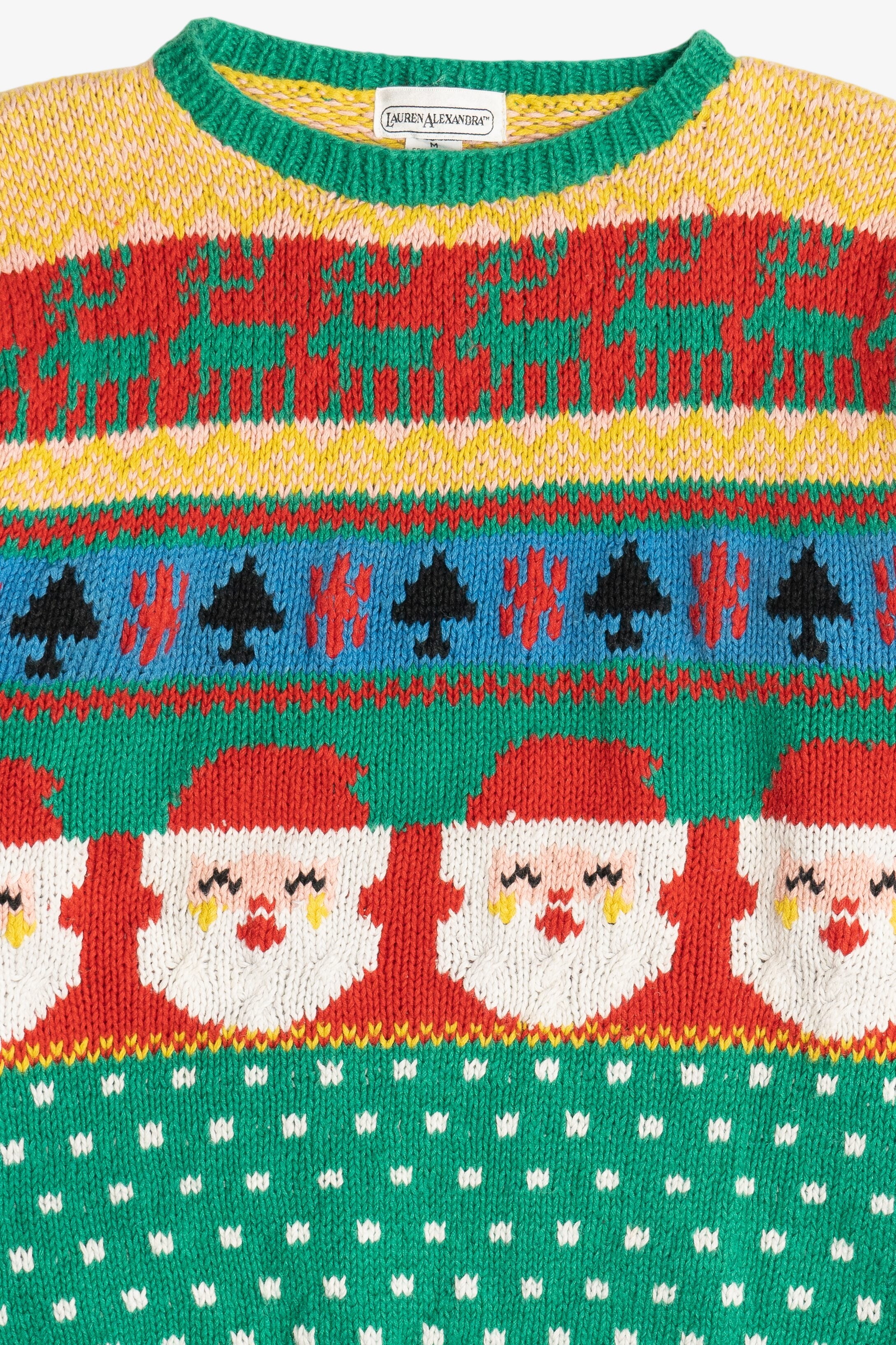 Vintage Lauren Alexandra Santas & Reindeer Ugly Christmas Sweater (1980s)