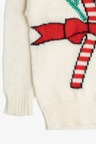 Vintage Embroidered Candy Canes Ugly Christmas Sweater (1980s)