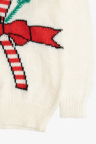 Vintage Embroidered Candy Canes Ugly Christmas Sweater (1980s)