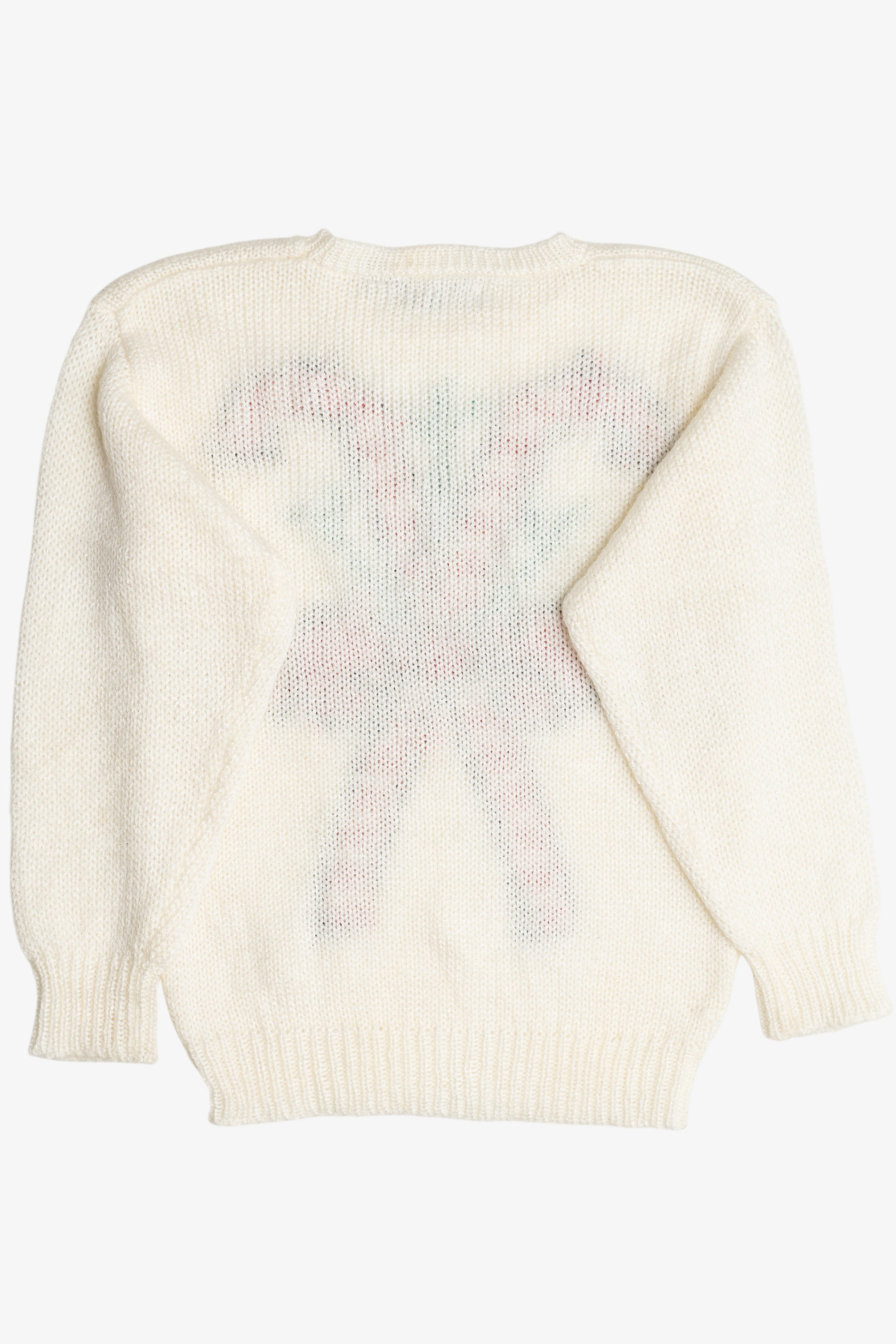 Vintage Embroidered Candy Canes Ugly Christmas Sweater (1980s)