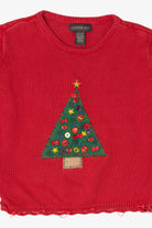 Vintage Kids Red Copper Key Tree Ugly Christmas Pullover (1990s)