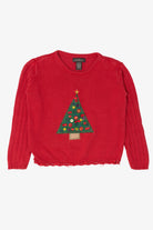 Vintage Kids Red Copper Key Tree Ugly Christmas Pullover (1990s)