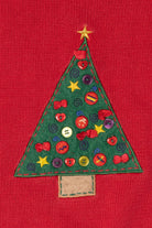 Vintage Kids Red Copper Key Tree Ugly Christmas Pullover (1990s)