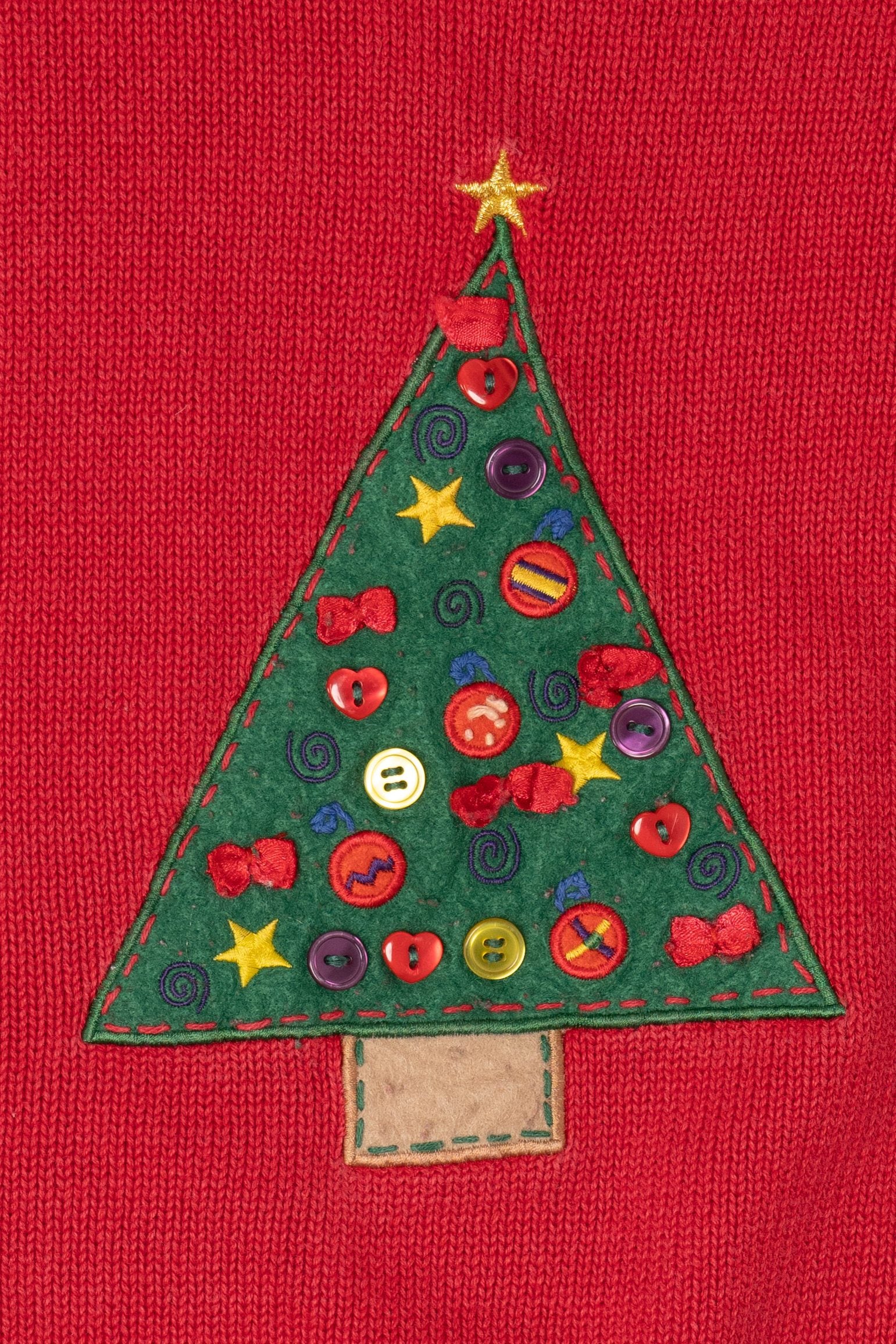 Vintage Kids Red Copper Key Tree Ugly Christmas Pullover (1990s)