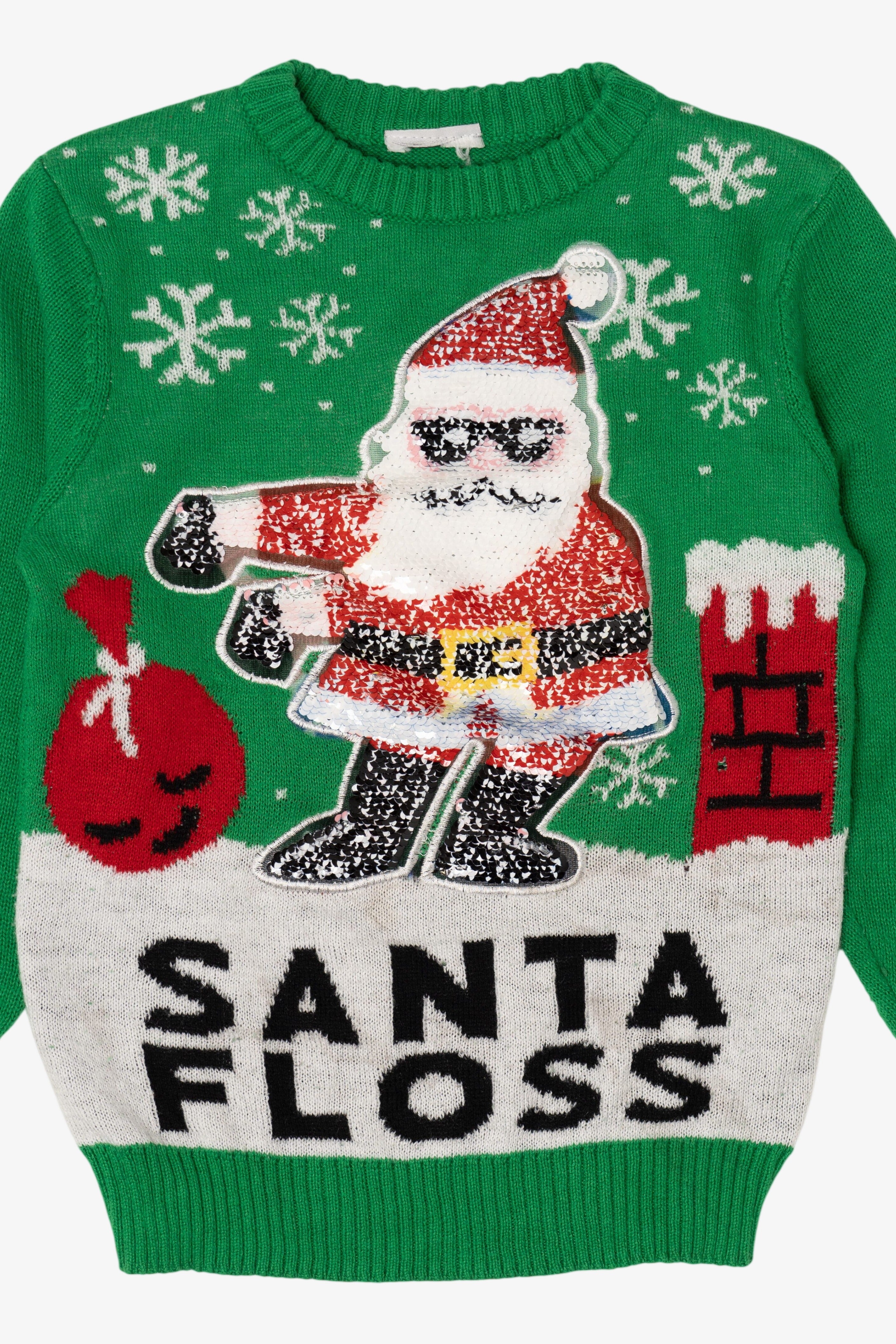 Green Kids "Santa Floss" Sequin Ugly Christmas Pullover (2010s)