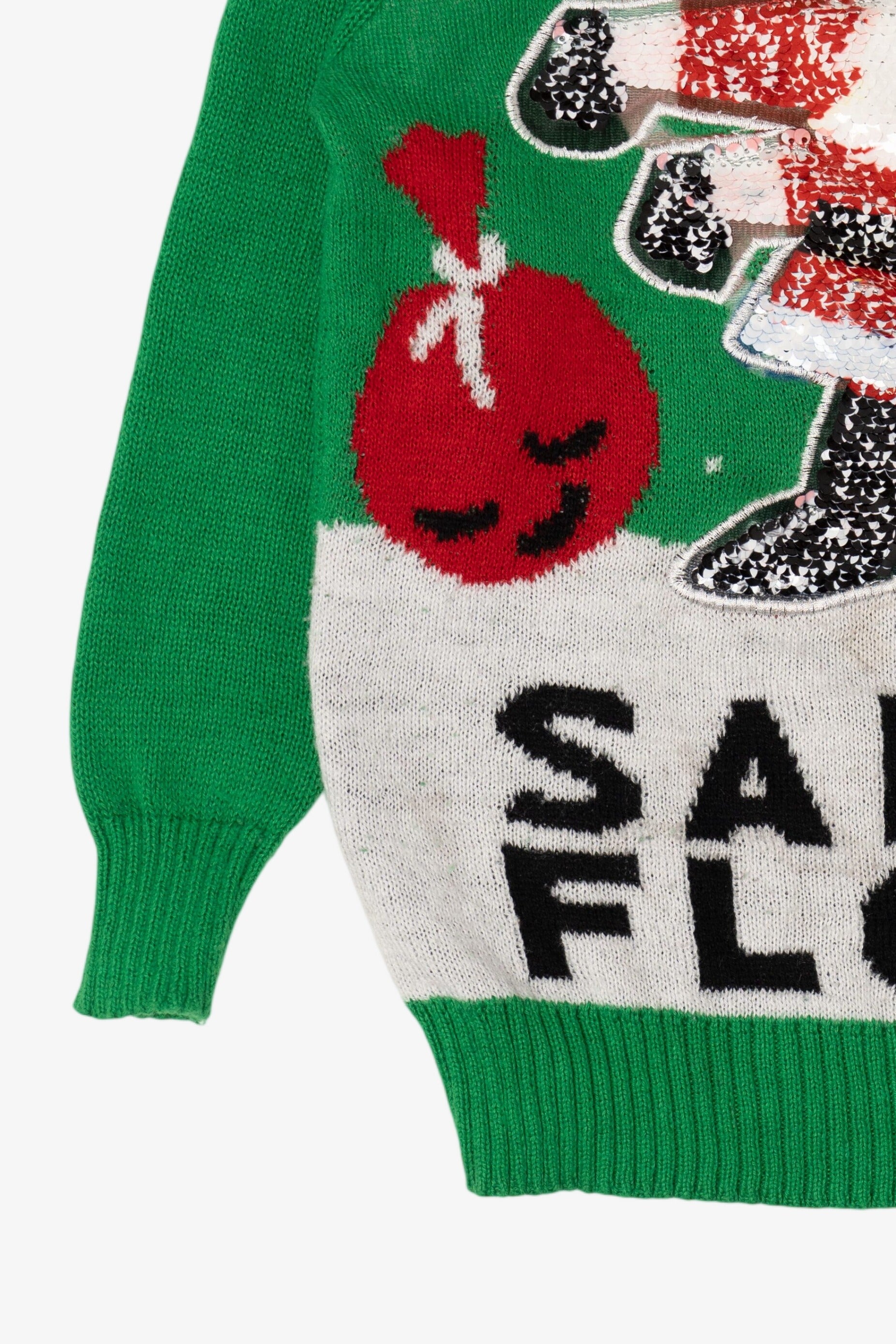 Green Kids "Santa Floss" Sequin Ugly Christmas Pullover (2010s)