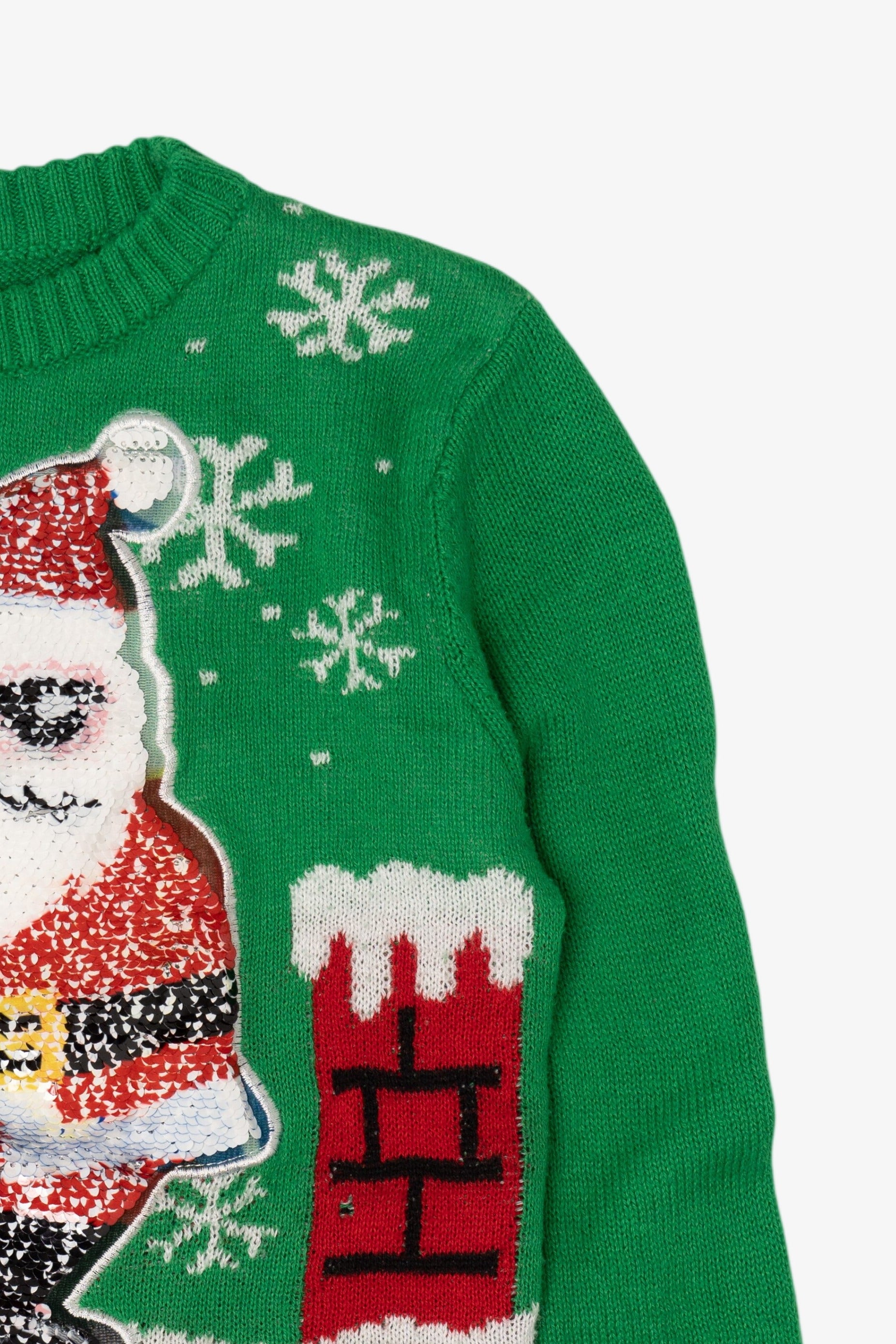 Green Kids "Santa Floss" Sequin Ugly Christmas Pullover (2010s)