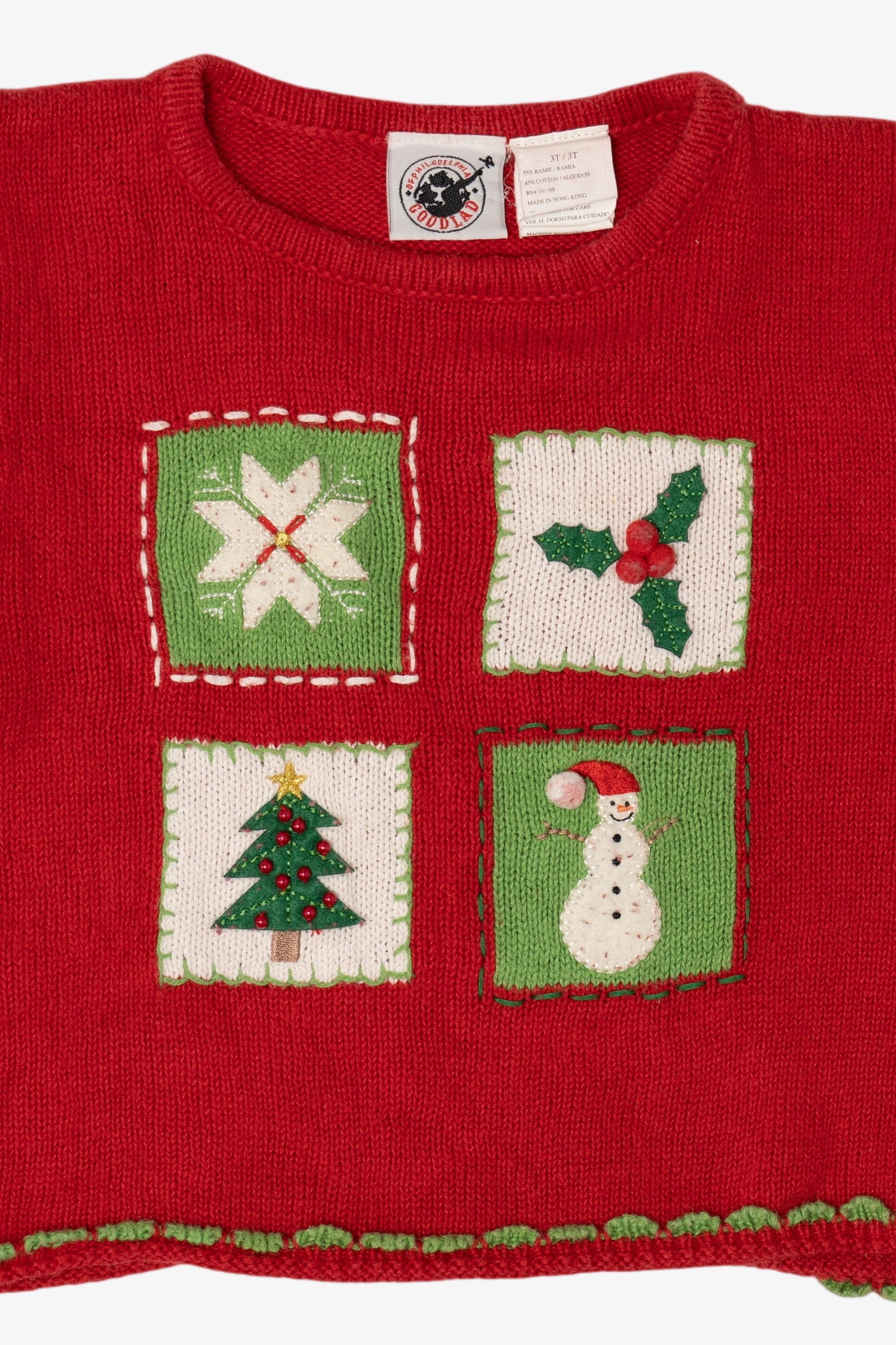 Vintage Kids Toddler Red Goodlad Of Philadelphia Ugly Christmas Pullover (1990s)