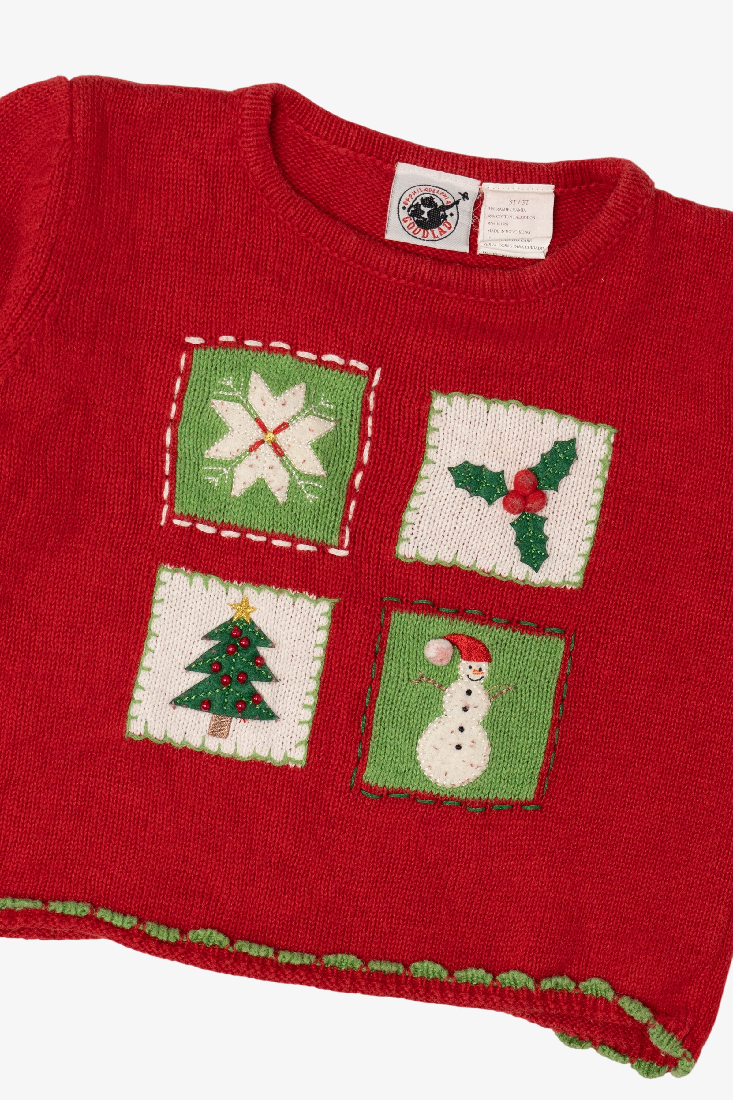 Vintage Kids Toddler Red Goodlad Of Philadelphia Ugly Christmas Pullover (1990s)