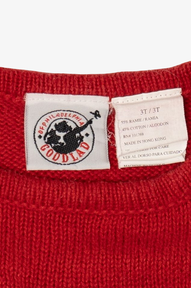 Vintage Kids Toddler Red Goodlad Of Philadelphia Ugly Christmas Pullover (1990s)