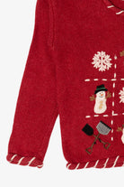 Vintage Kids Red Mandal Bay Snowmen Ugly Christmas Pullover (1990s)