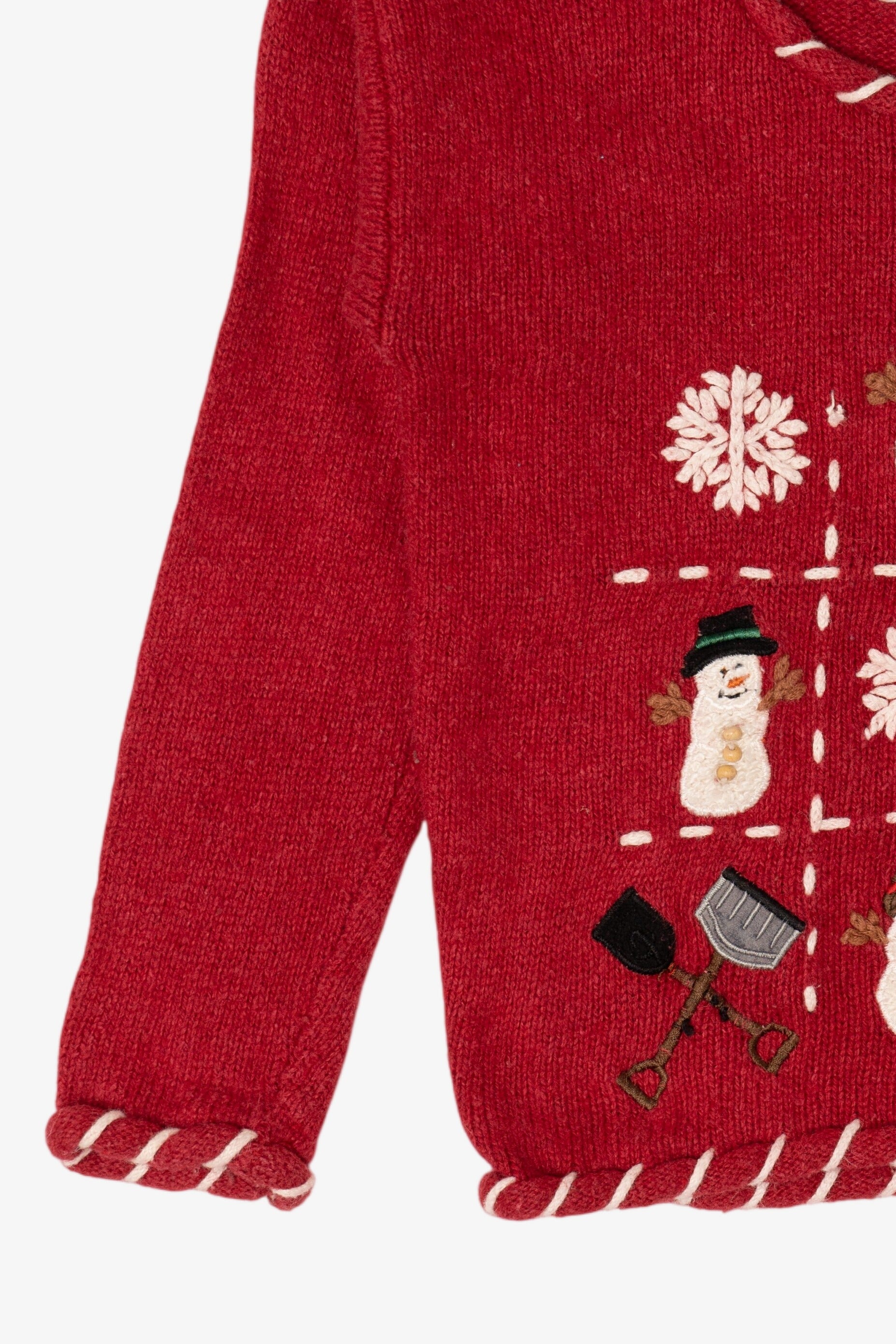 Vintage Kids Red Mandal Bay Snowmen Ugly Christmas Pullover (1990s)