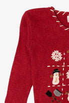 Vintage Kids Red Mandal Bay Snowmen Ugly Christmas Pullover (1990s)