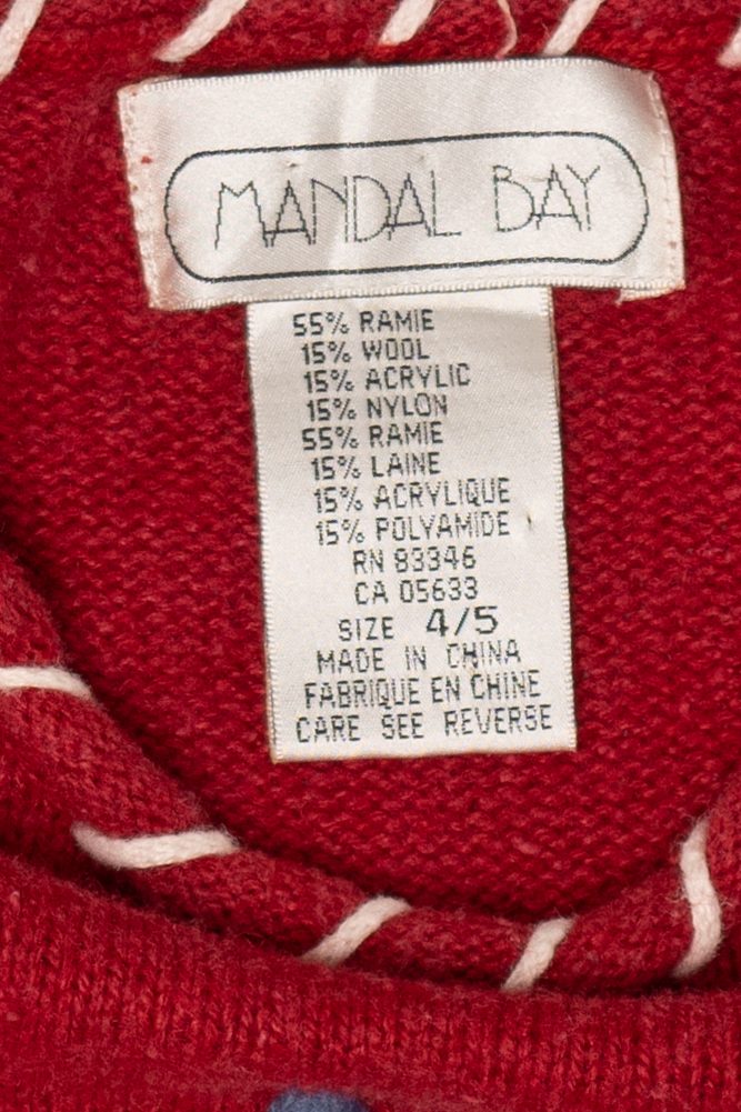Vintage Kids Red Mandal Bay Snowmen Ugly Christmas Pullover (1990s)