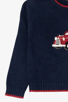 Vintage Kids Navy Blue Frost Truck With Xmas Tree Ugly Christmas Pullover (1990s)