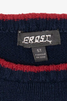 Vintage Kids Navy Blue Frost Truck With Xmas Tree Ugly Christmas Pullover (1990s)