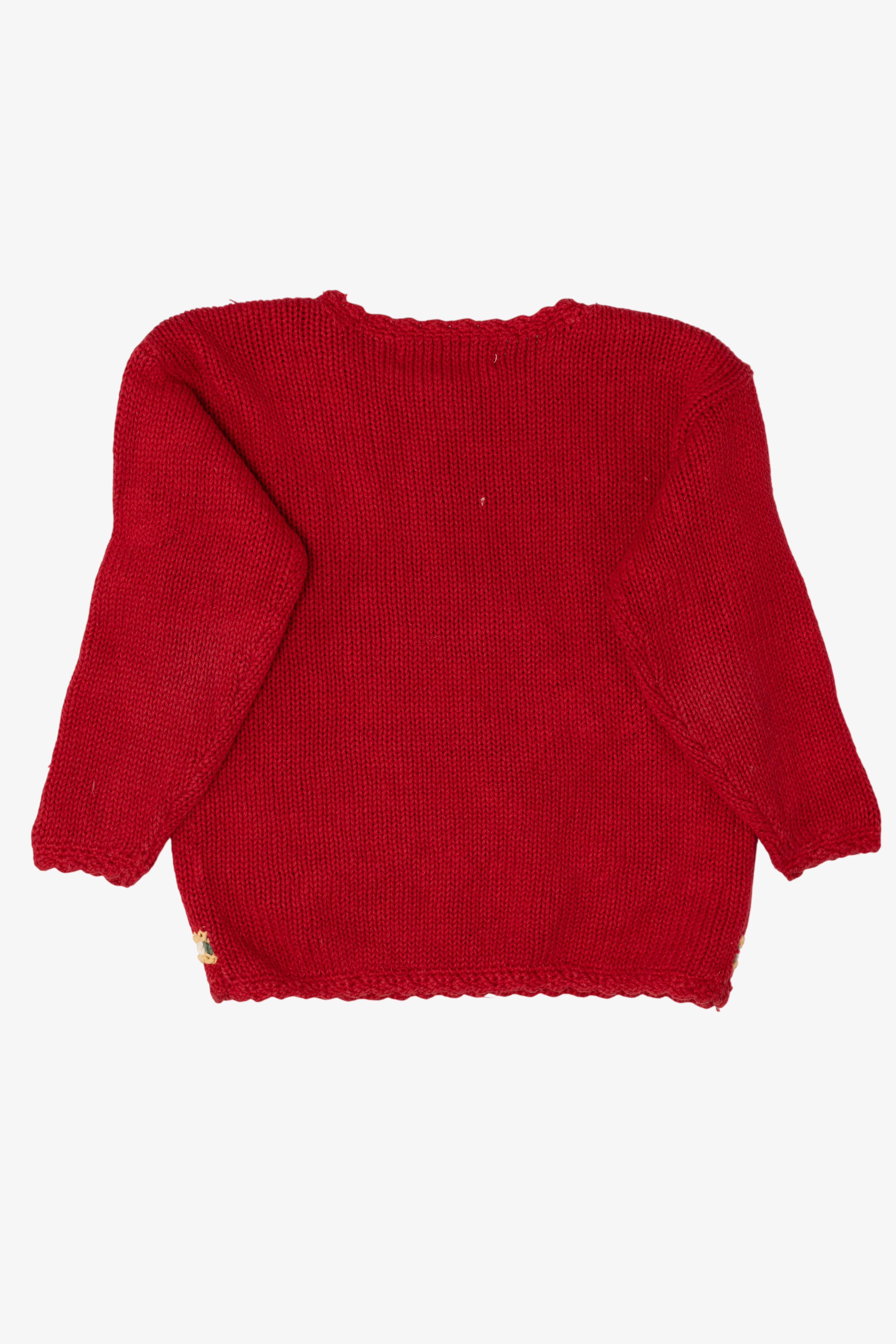 Vintage Kids Red Casual Corner Teddy Bears Under Tree Ugly Christmas Pullover (1990s)