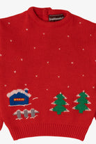 Vintage Kids Red Traditionalist Landscape Ugly Christmas Pullover (1990s)