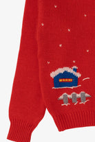 Vintage Kids Red Traditionalist Landscape Ugly Christmas Pullover (1990s)