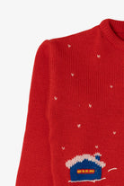 Vintage Kids Red Traditionalist Landscape Ugly Christmas Pullover (1990s)