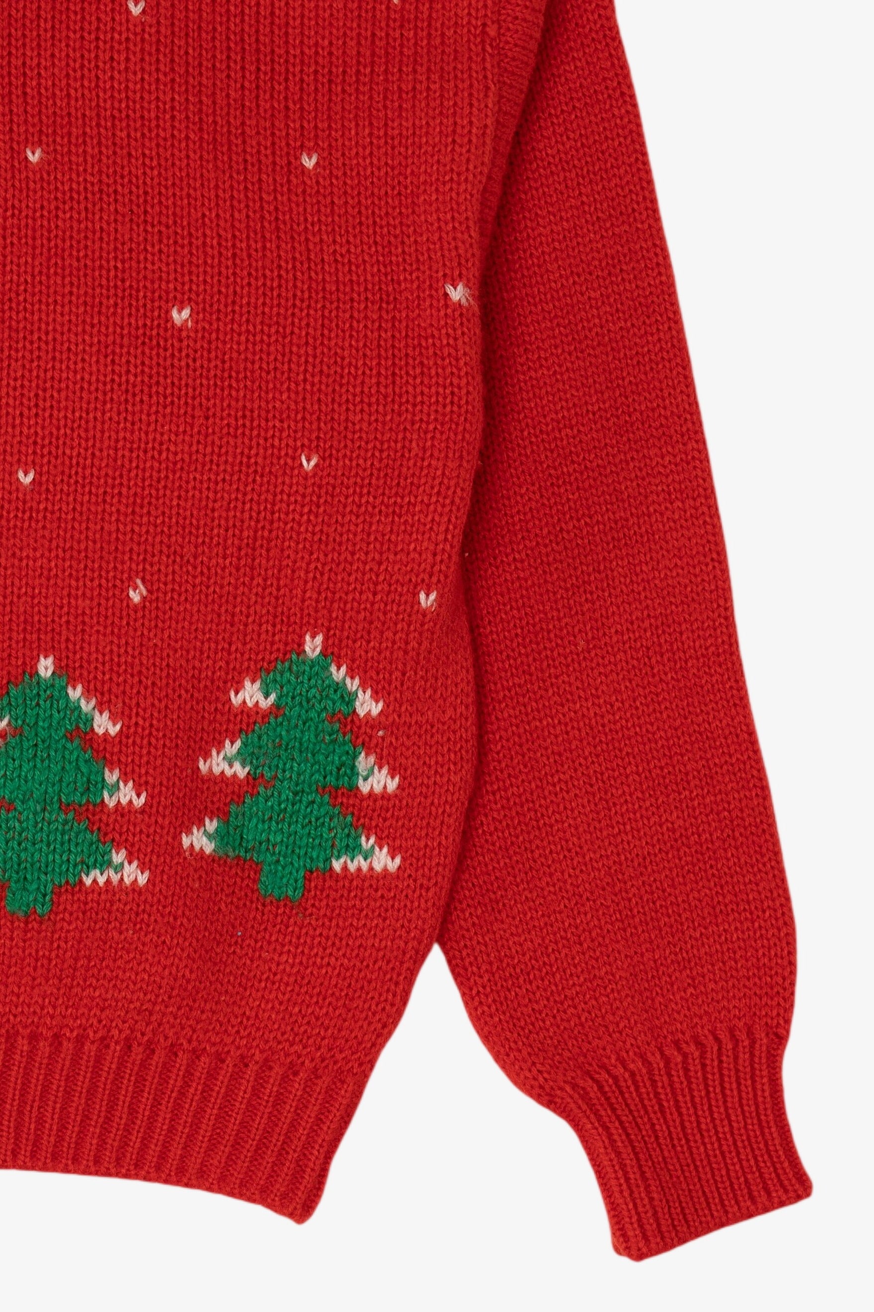 Vintage Kids Red Traditionalist Landscape Ugly Christmas Pullover (1990s)