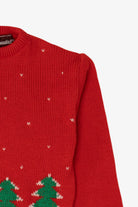 Vintage Kids Red Traditionalist Landscape Ugly Christmas Pullover (1990s)