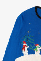 Vintage Blue Bobble Bell Polar Bears Ugly Christmas Pullover (2000s)