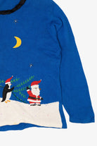 Vintage Blue Bobble Bell Polar Bears Ugly Christmas Pullover (2000s)