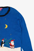 Vintage Blue Bobble Bell Polar Bears Ugly Christmas Pullover (2000s)