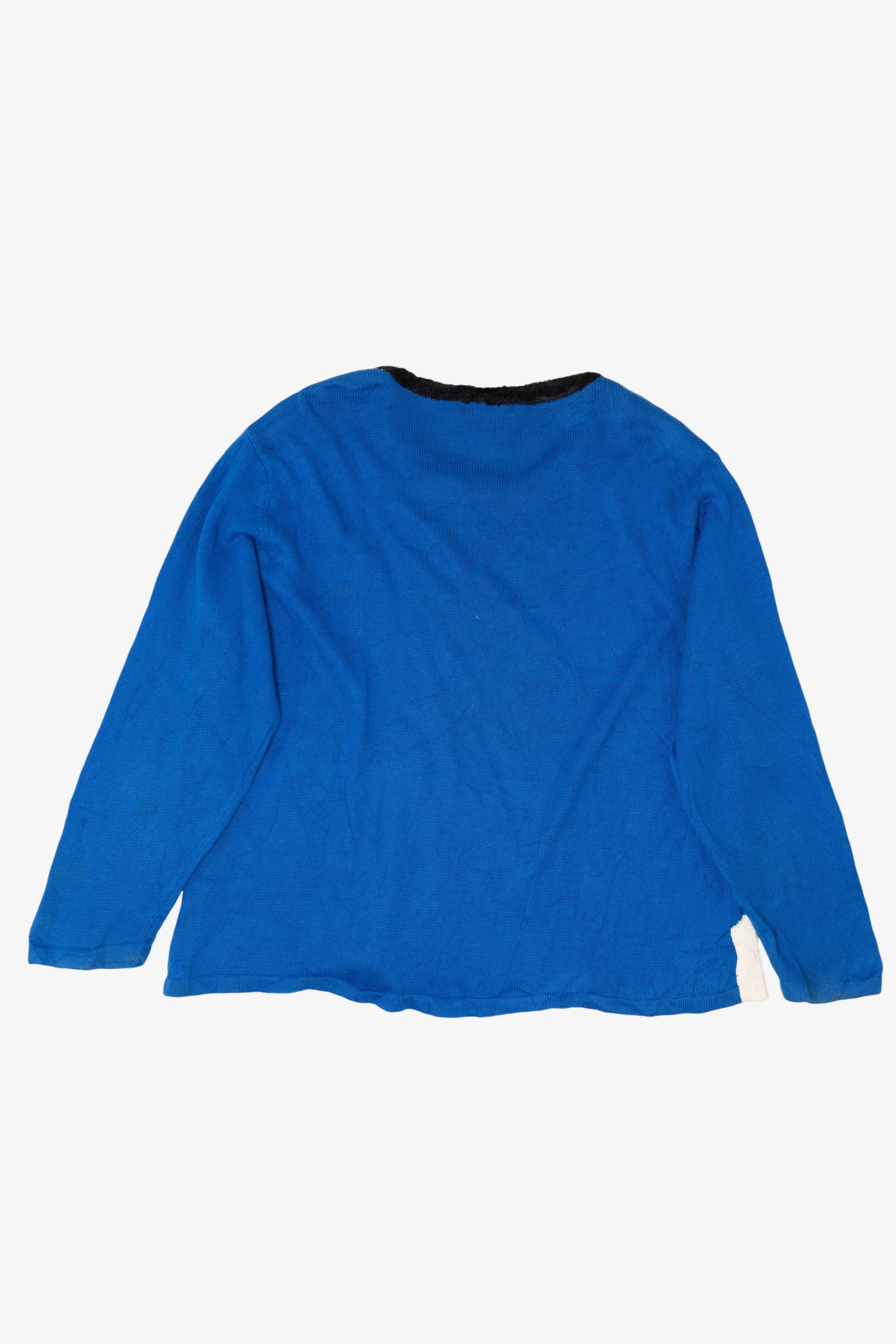 Vintage Blue Bobble Bell Polar Bears Ugly Christmas Pullover (2000s)