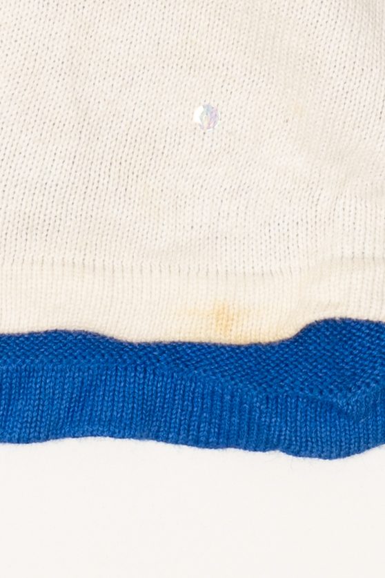 Vintage Blue Bobble Bell Polar Bears Ugly Christmas Pullover (2000s)