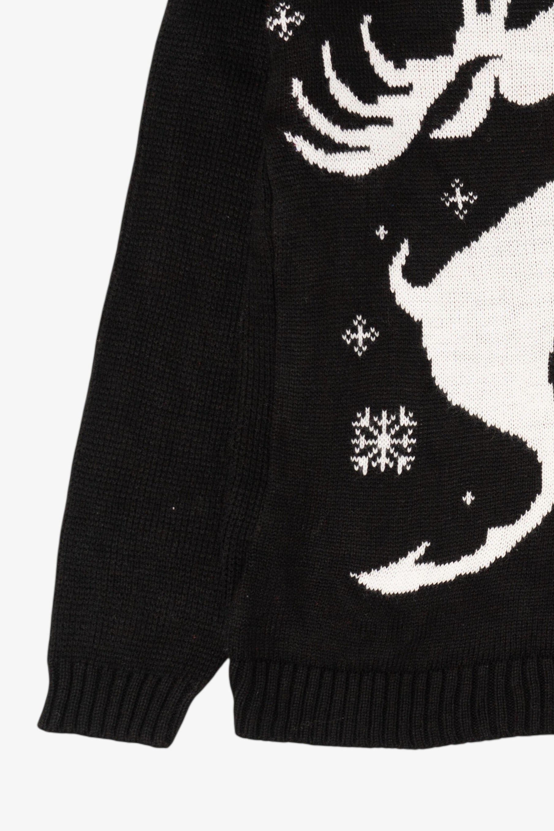 Black Alessandra Saroshe Reindeer "Seasons Greating" Ugly Christmas Pullover (2010s)