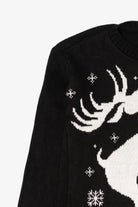 Black Alessandra Saroshe Reindeer "Seasons Greating" Ugly Christmas Pullover (2010s)