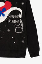 Black Alessandra Saroshe Reindeer "Seasons Greating" Ugly Christmas Pullover (2010s)