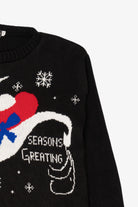 Black Alessandra Saroshe Reindeer "Seasons Greating" Ugly Christmas Pullover (2010s)
