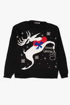 Black Alessandra Saroshe Reindeer "Seasons Greating" Ugly Christmas Pullover (2010s)