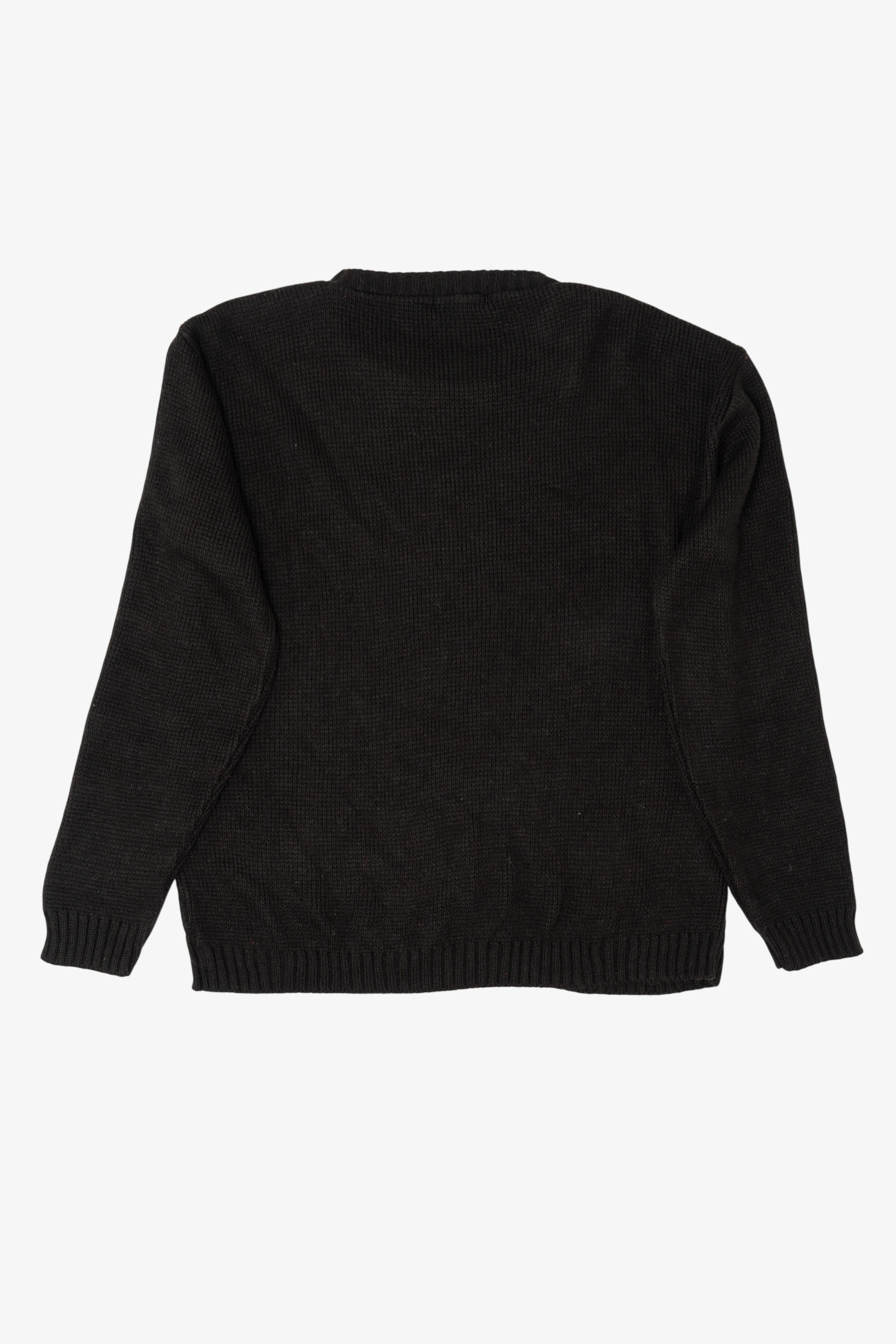 Black Alessandra Saroshe Reindeer "Seasons Greating" Ugly Christmas Pullover (2010s)