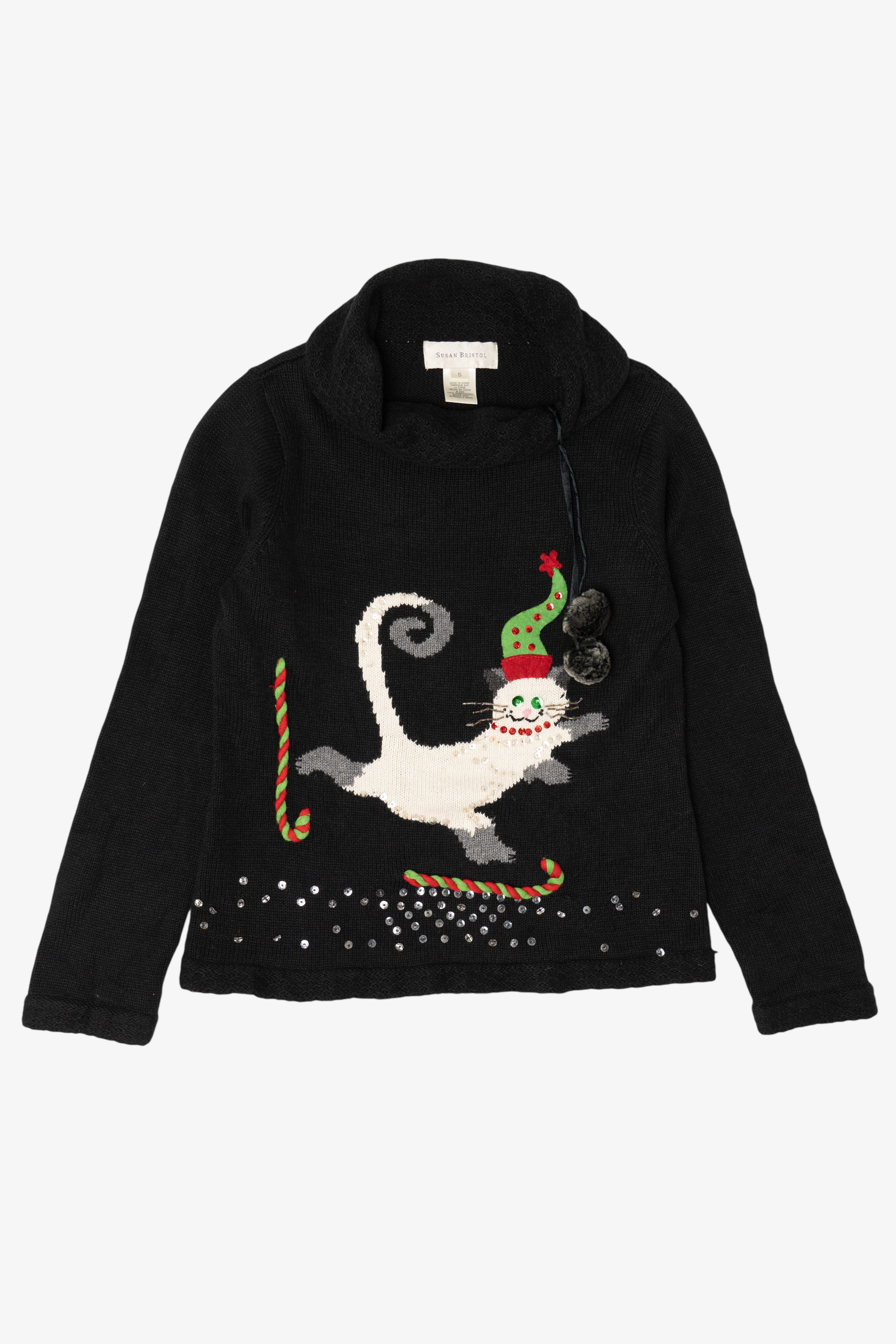 Vintage Black Susan Bristol Cats Ugly Christmas Pullover (2000s)