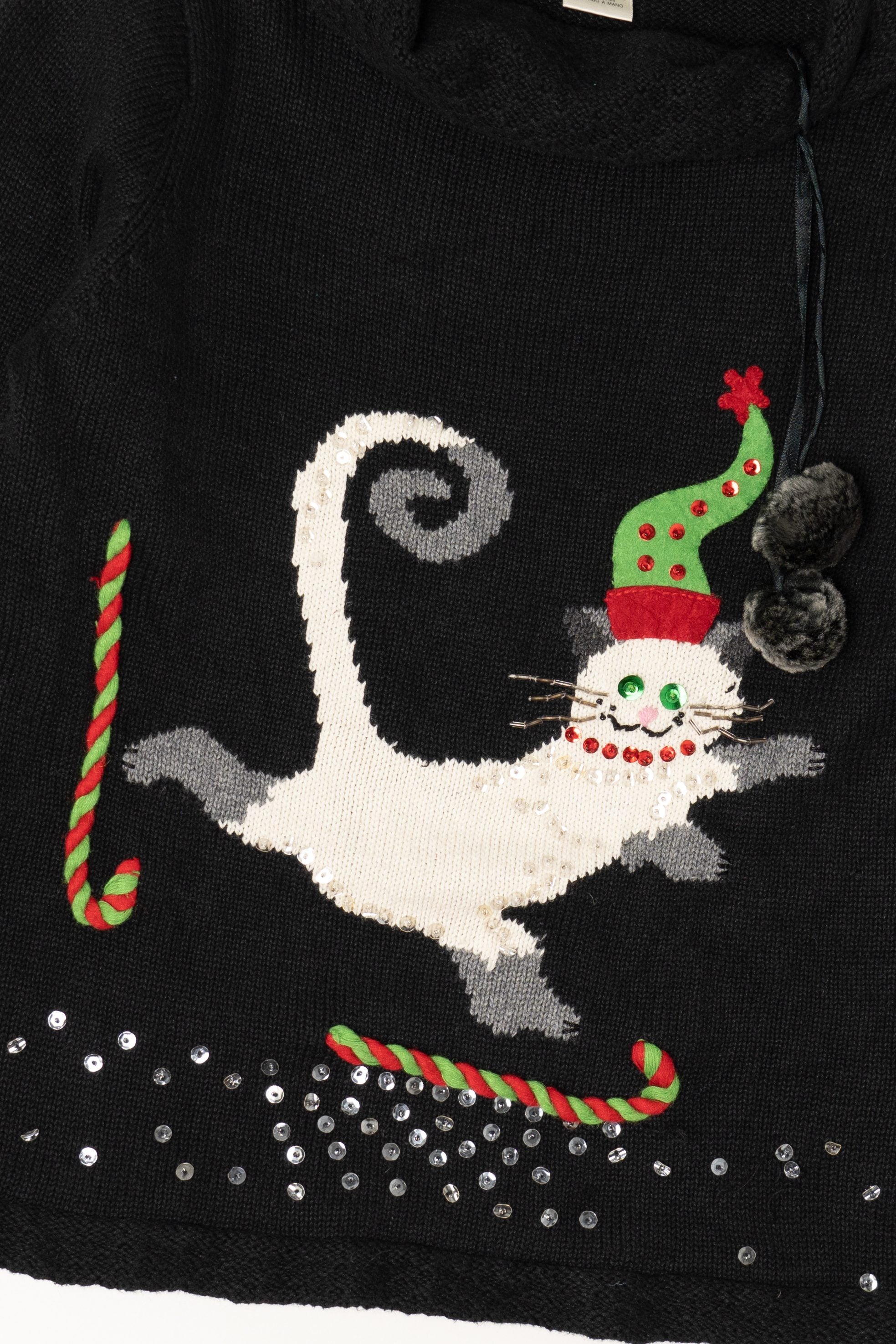 Vintage Black Susan Bristol Cats Ugly Christmas Pullover (2000s)