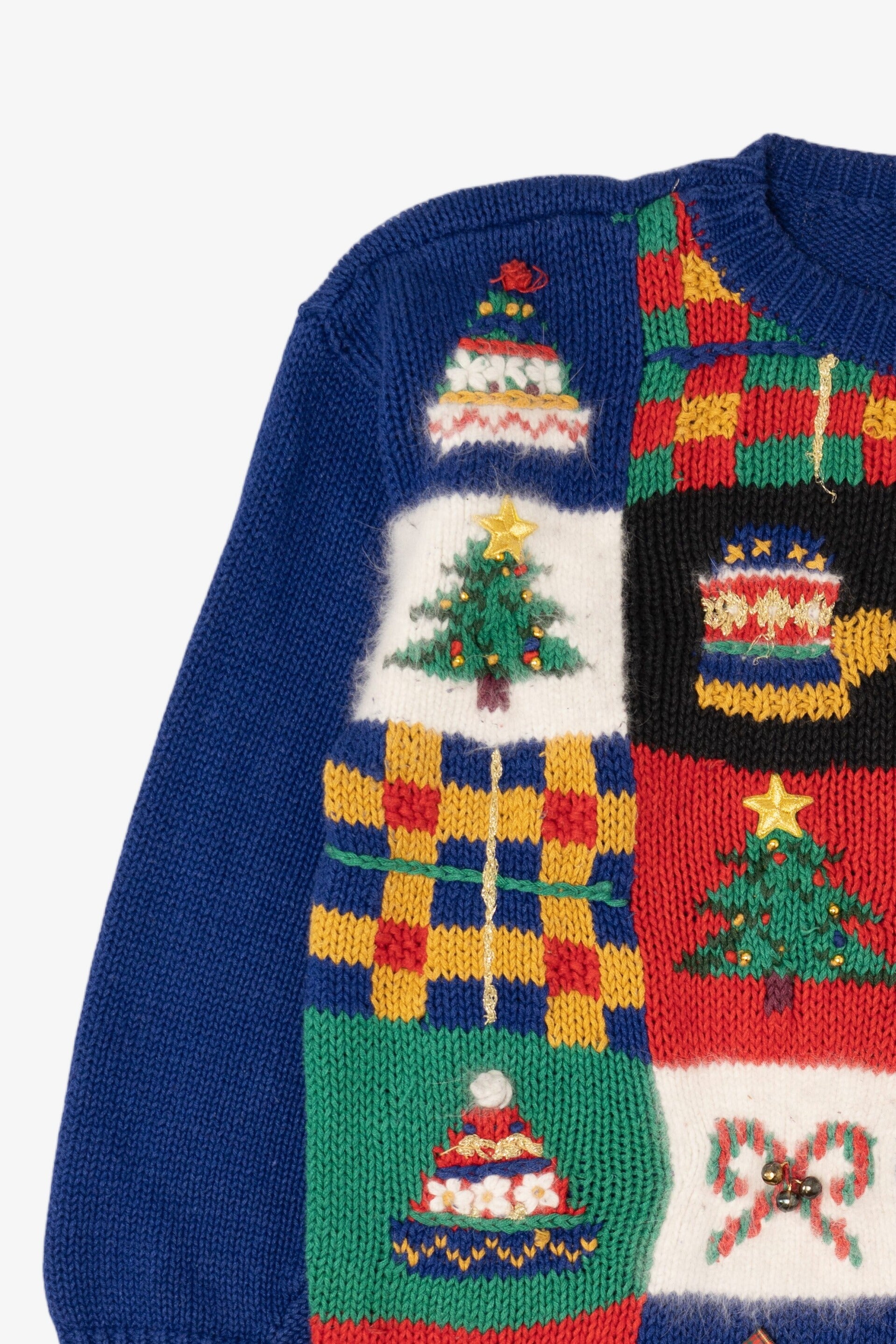Vintage Navy Blue Erika Ugly Christmas Pullover (1990s)