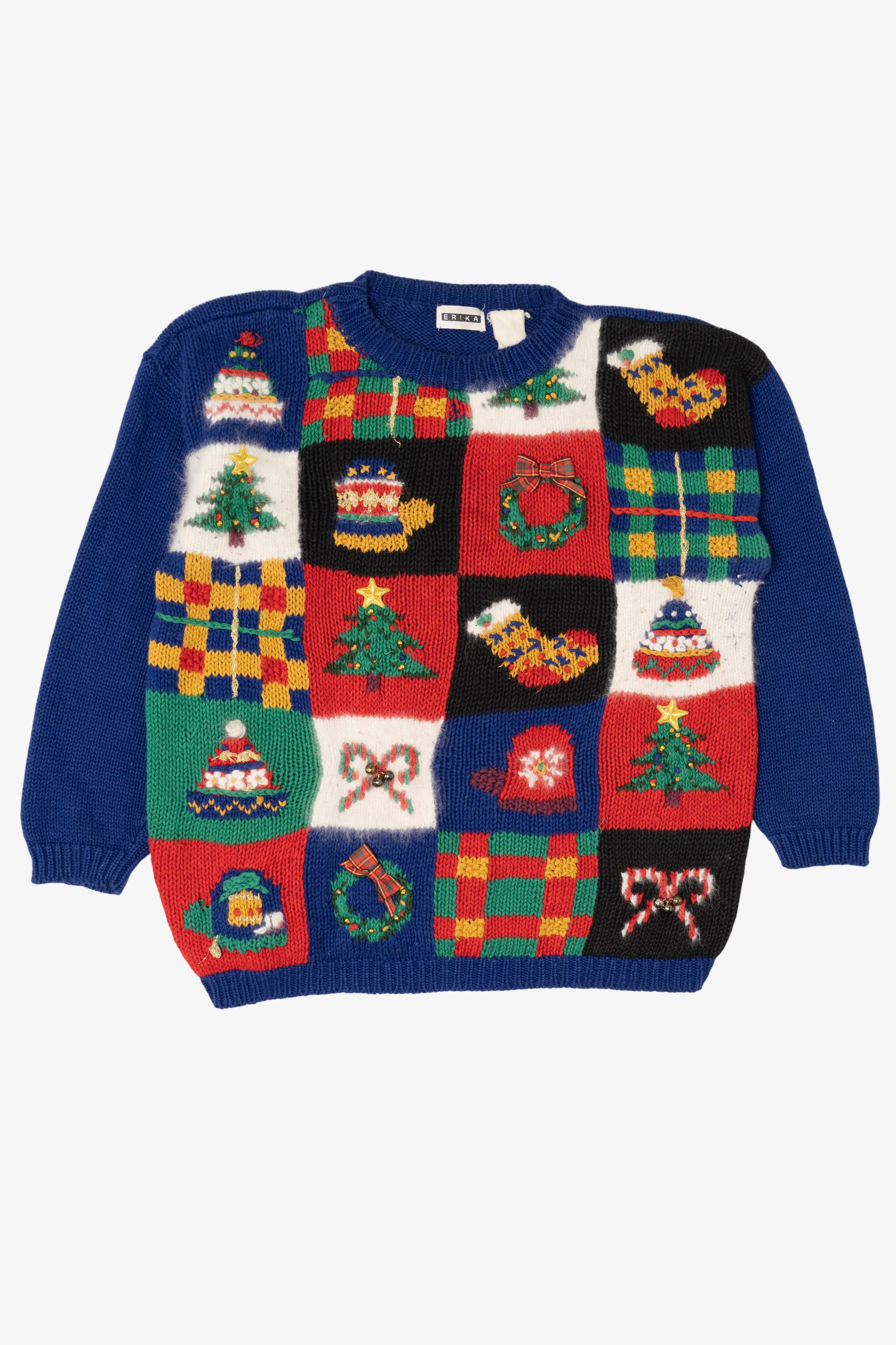 Vintage Navy Blue Erika Ugly Christmas Pullover (1990s)