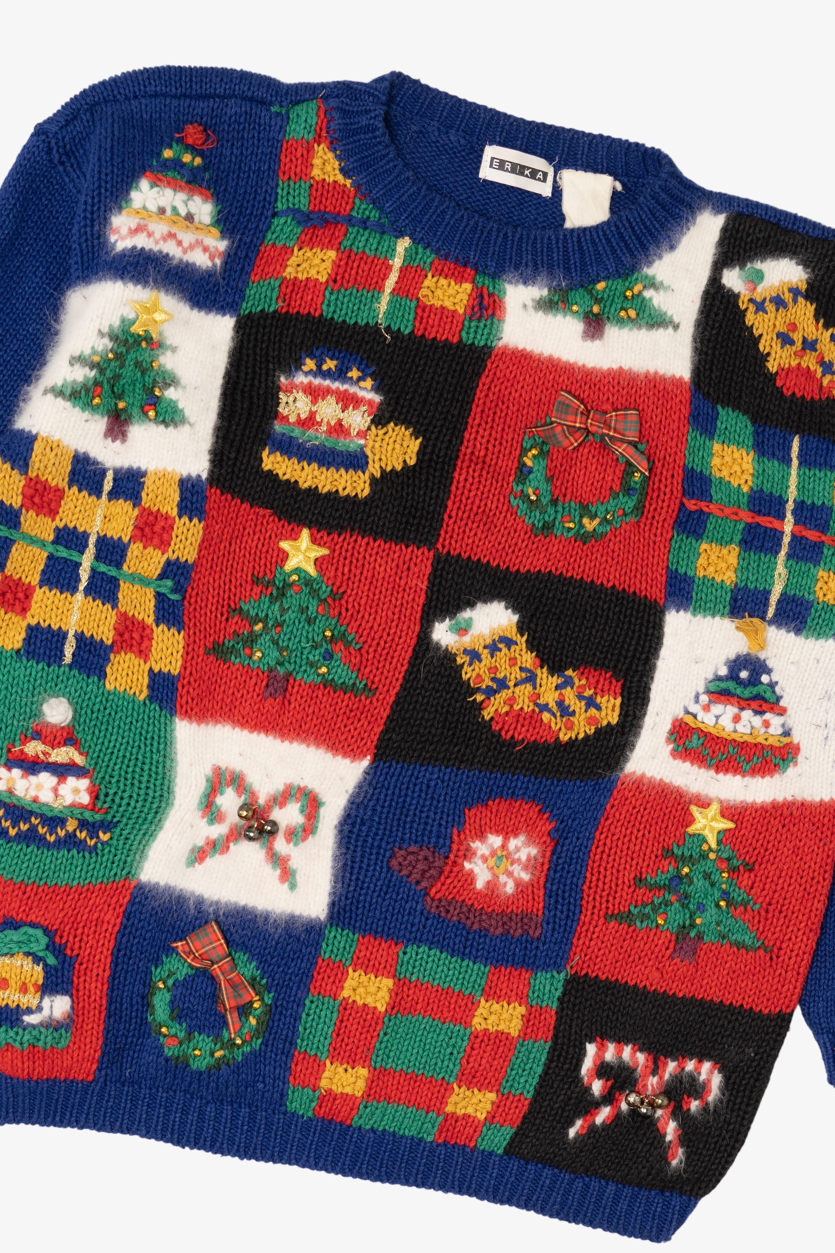 Vintage Navy Blue Erika Ugly Christmas Pullover (1990s)