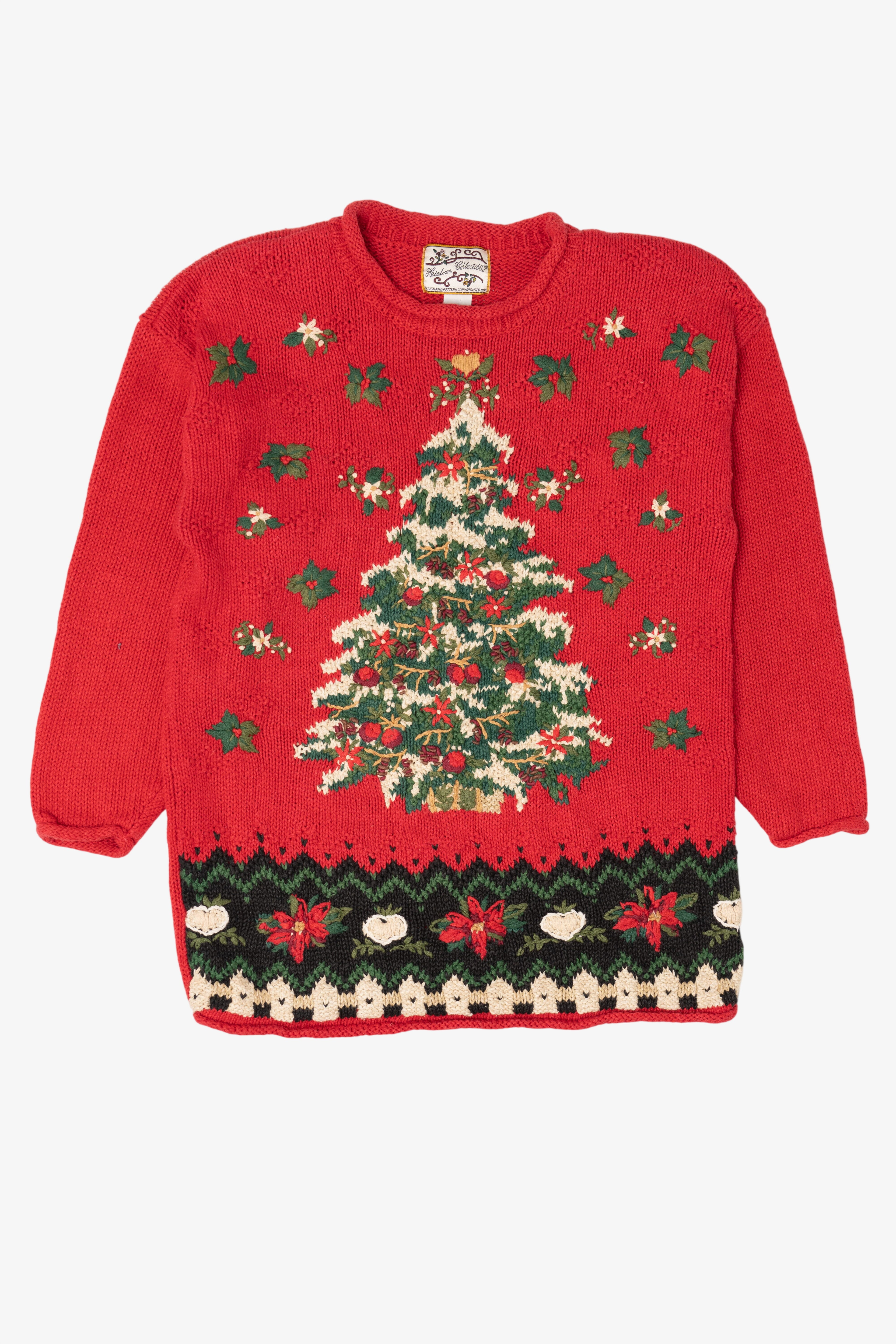 Vintage Red Heirloom Collectibles Tree Ugly Christmas Pullover (1990s)