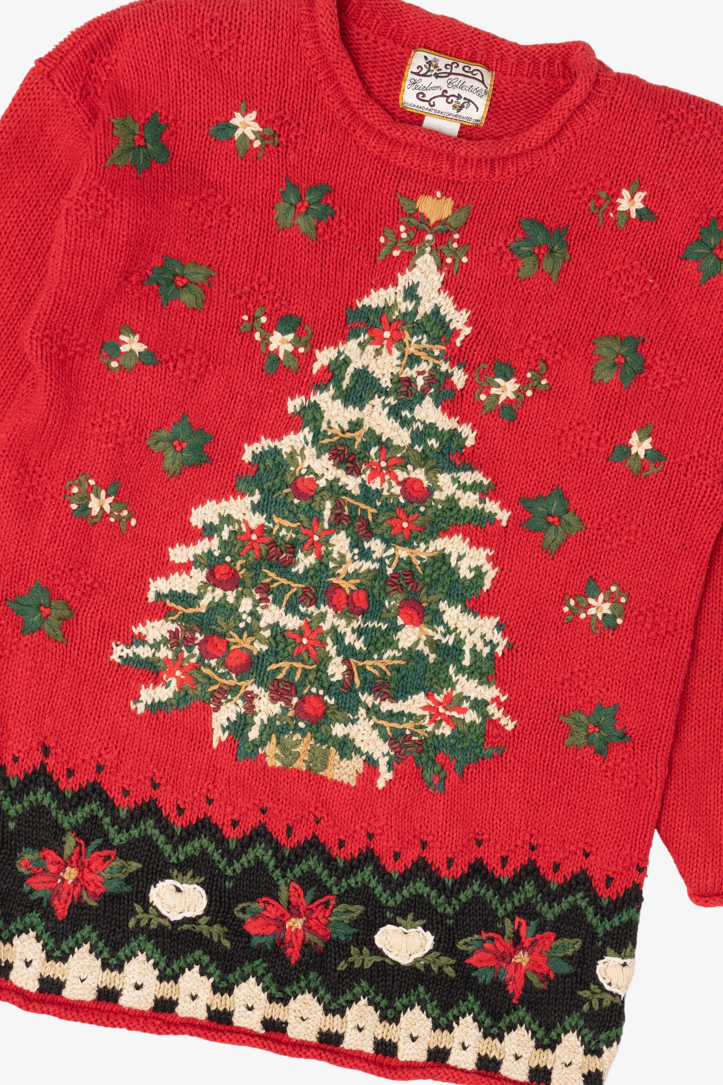 Vintage Red Heirloom Collectibles Tree Ugly Christmas Pullover (1990s)