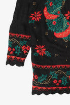 Vintage Black Nutcracker Wreaths Ugly Christmas Pullover (1980s)