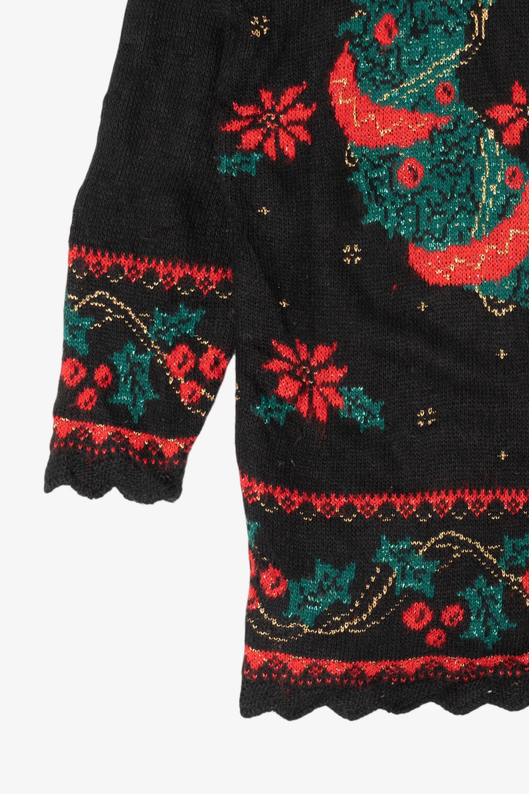 Vintage Black Nutcracker Wreaths Ugly Christmas Pullover (1980s)
