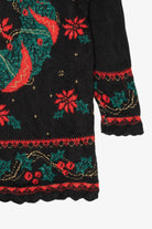 Vintage Black Nutcracker Wreaths Ugly Christmas Pullover (1980s)